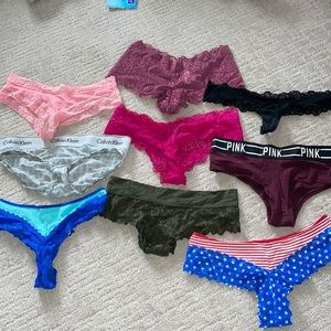 Assorted mostly size small thong/cheeky panties